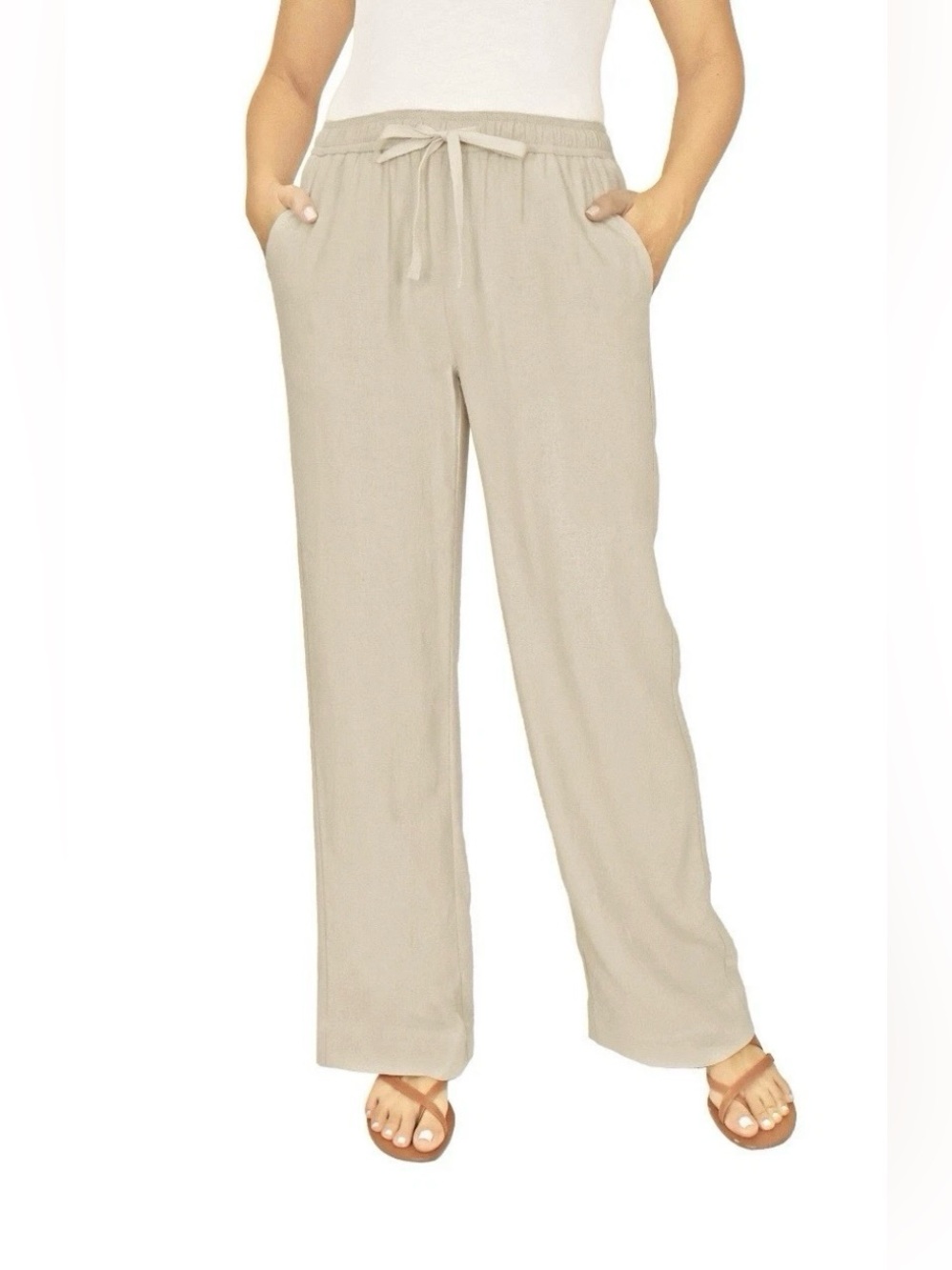 Briggs Women's Linen Blend Pant/ Tan/ NWT/ Sz Small
